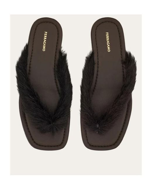 Ferragamo Multicolor Ferragamo Fur Detail Thong Sandals