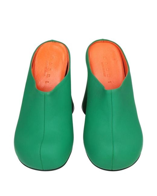 Marni Green Solid Color Mules