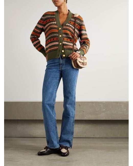 Bally Brown Jacquard-Knit Wool Cardigan