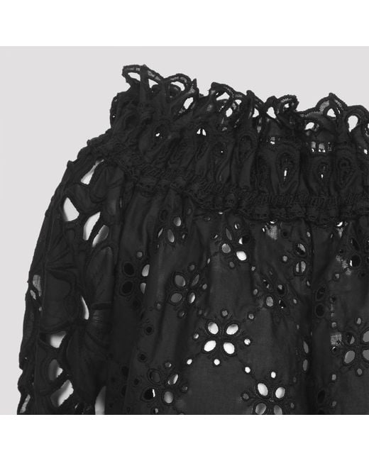 Ermanno Scervino Black Broderie Off-Shoulder Top