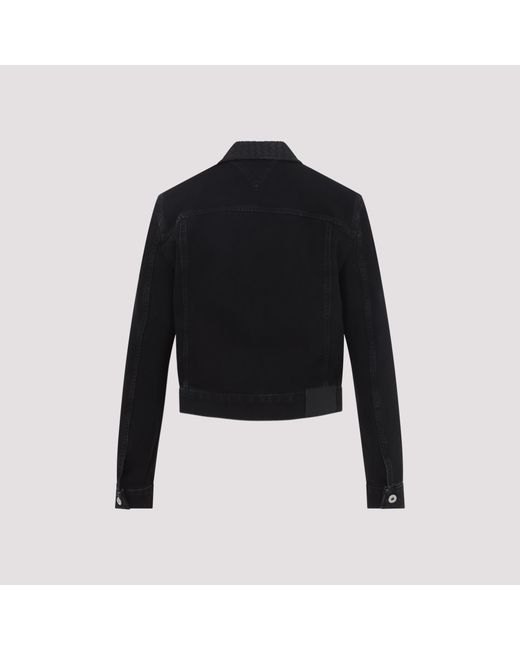 Bottega Veneta Black Woven-Collar Denim Jacket