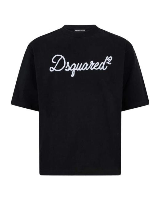DSquared² Black T-Shirt Logo for men
