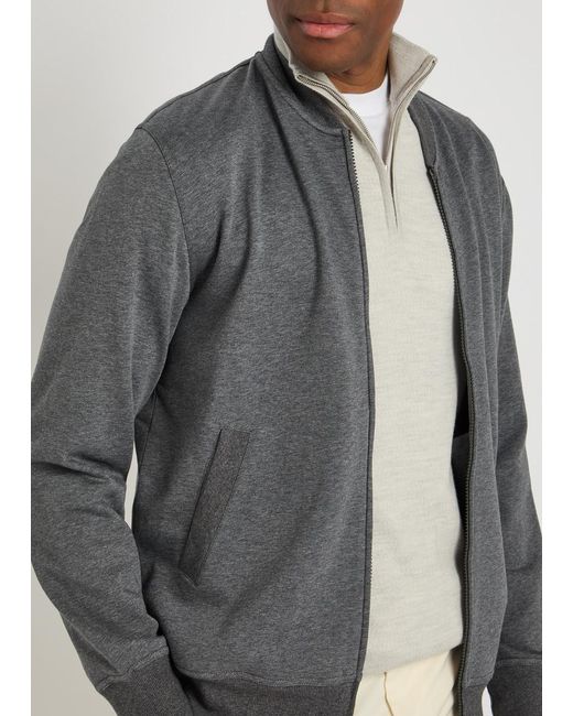 Brunello Cucinelli Gray Zip-Through Cotton-Blend Sweatshirt for men