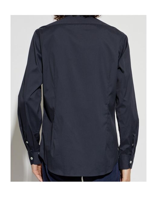 Eleventy Blue Long-Sleeve Classic Shirt for men