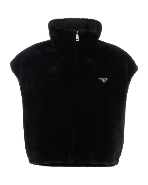 Prada Black Triangle-Logo Zipped Gilet