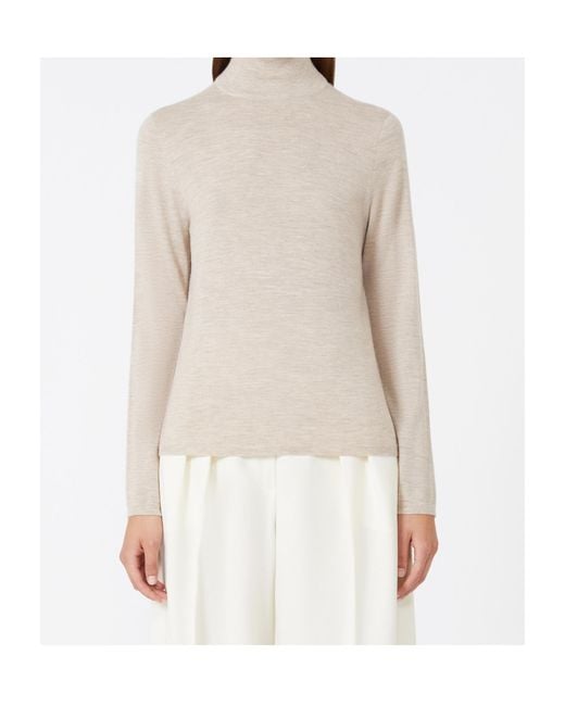 Max Mara White Meana Turtleneck Knitted Jumper