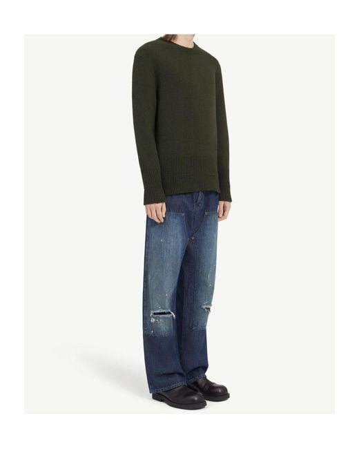 MM6 by Maison Margiela Green Wool Crew-Neck Sweater for men