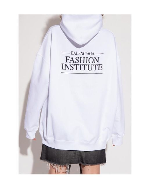 Balenciaga White Logo Printed Hoodie