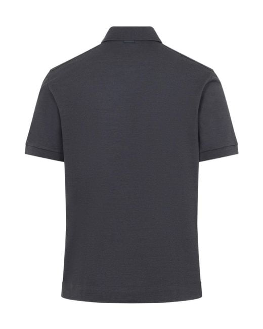 Zegna Black Three-Button Knit Polo Shirt for men