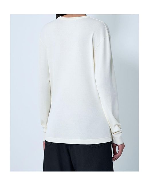 Lemaire White Long-Sleeved Ribbed Crewneck T-Shirt