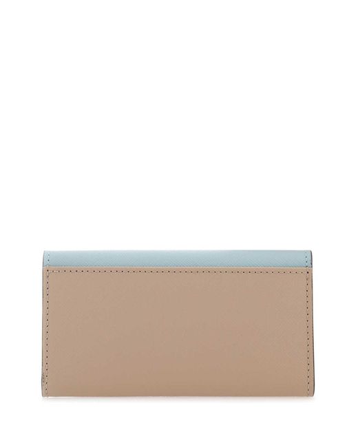 Marni Blue Logo Print Colour-Block Keyholder Wallet