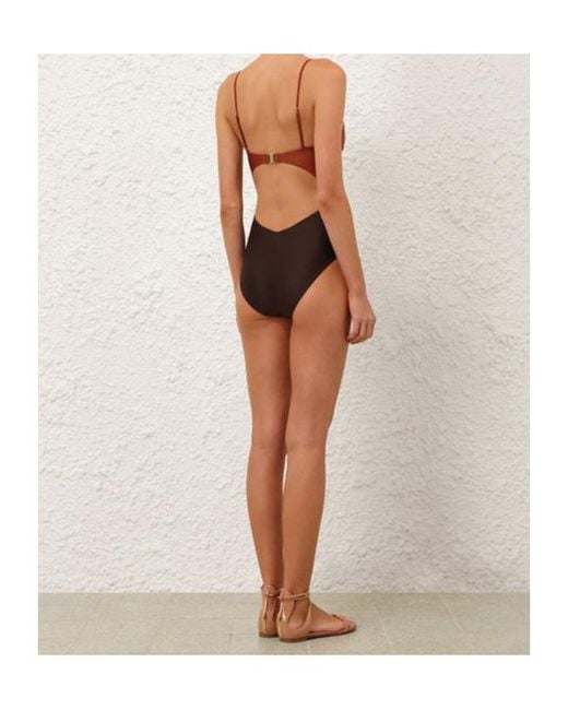 Zimmermann Brown Aster Cut-Out Swimsuit