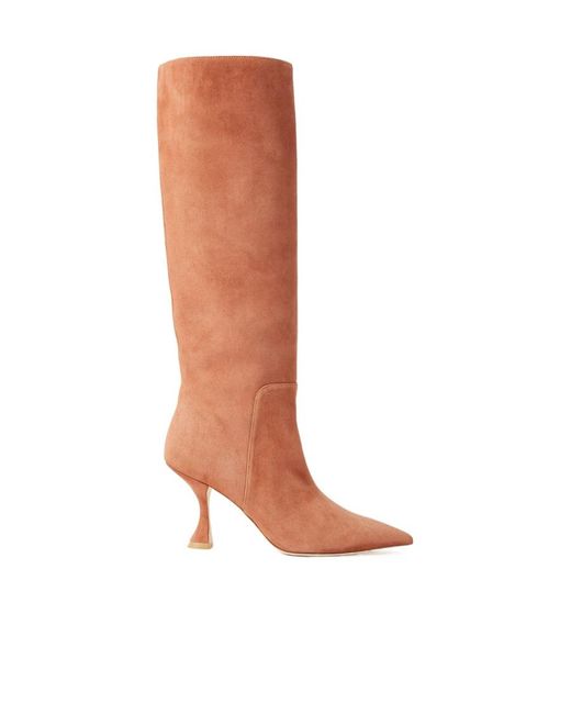 Stuart Weitzman White Pointed-Toe High-Heel Boots