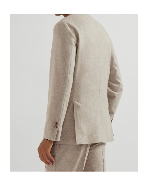 Brunello Cucinelli Natural Double-Breasted Patch-Pocket Blazer for men