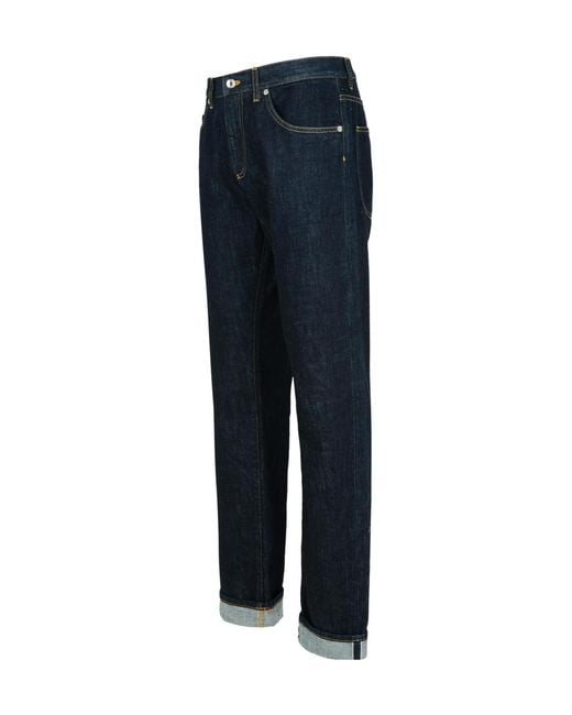 Dolce & Gabbana Blue Logo Plaque Straight Leg Jeans for men