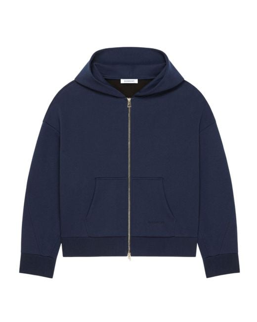 Givenchy Blue Couture-Seam Zip-Up Hoodie for men