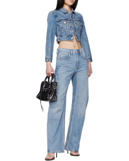 Alexander Wang Blue Logo Embossed Mid Rise Jeans