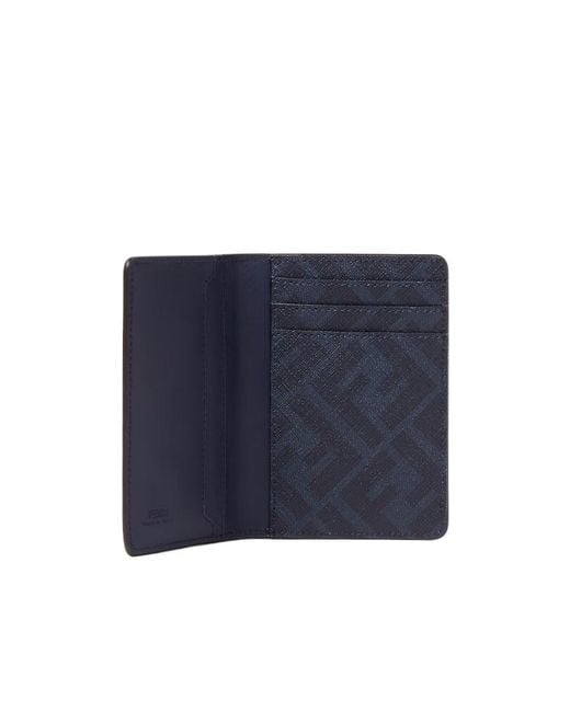 Fendi Blue Ff Squared Card Holder for men