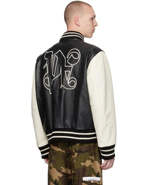 Palm Angels Black Pa Monogram Bomber Jacket for men