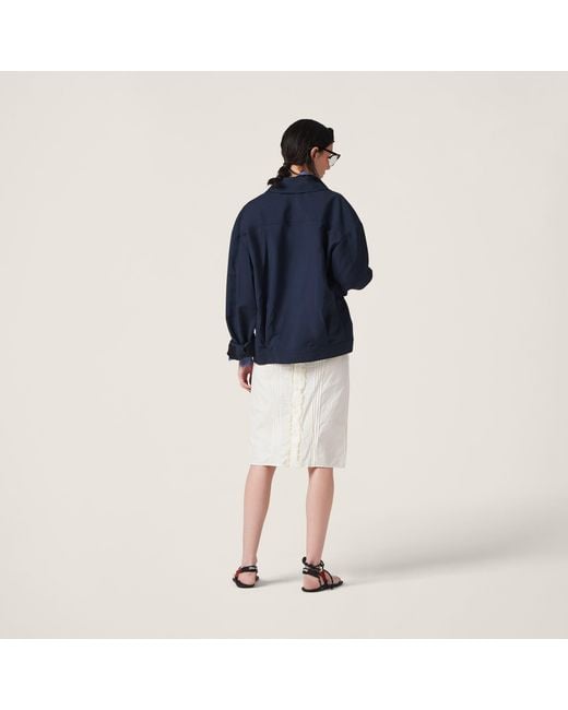 Miu Miu Blue Logo-Detailed Zipped Jacket