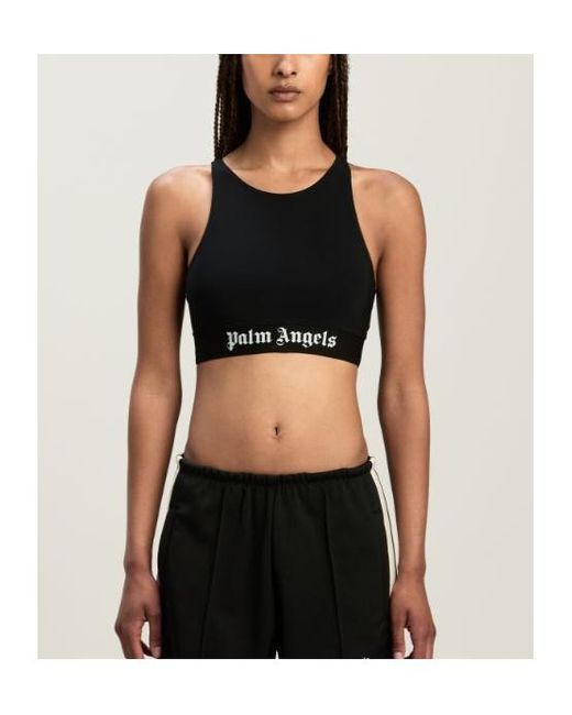 Palm Angels Black Solid Color Tank Top