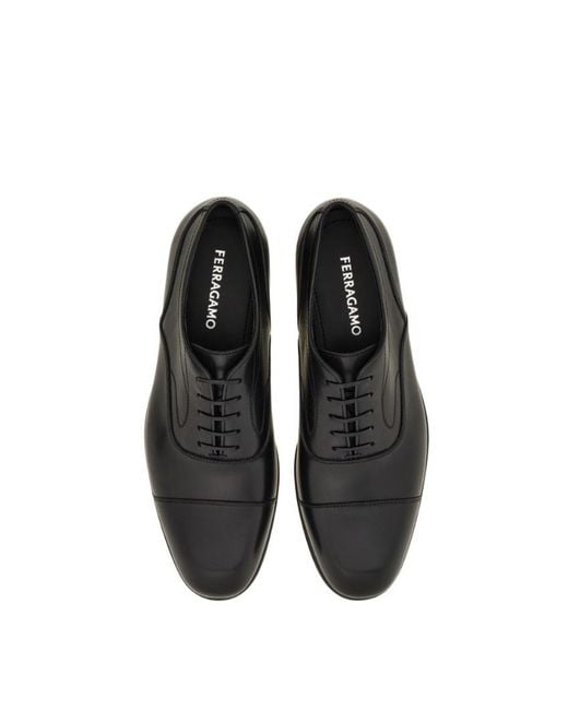 Ferragamo Black Ferragamo Lace-Up Flat Shoes for men