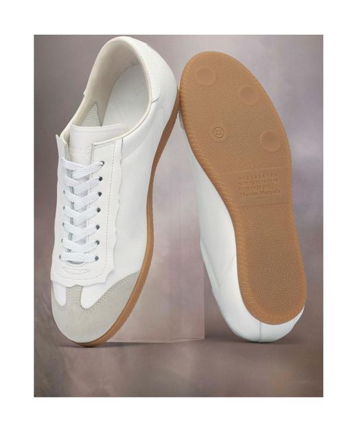 Maison Margiela White Panelled Lace-Up Sneakers