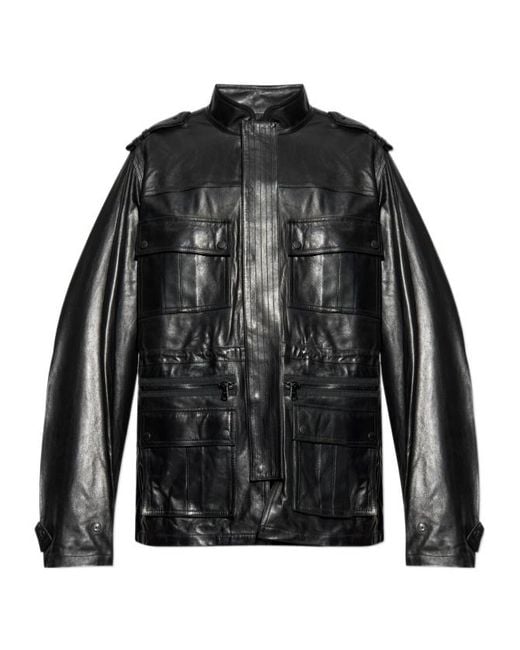 Balmain Multiple-Pocket Leather Jacket in Black for Men | Lyst