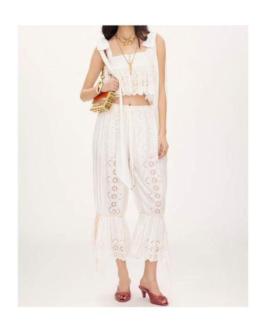 Chloé White Chloé Knotted-Strap Cropped Top