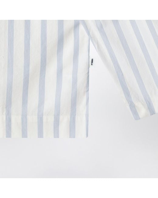 Tekla White Striped Pajama Shirt for men