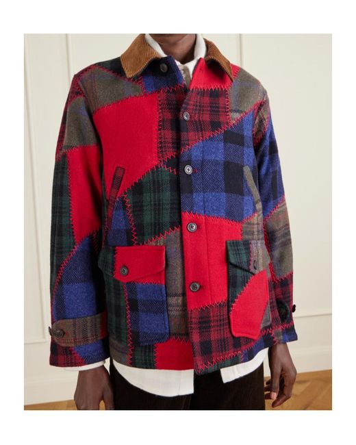 Polo Ralph Lauren Red Patchwork Corduroy-Collar Jacket