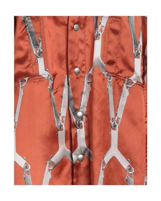 Rick Owens Red Patterned Shirts