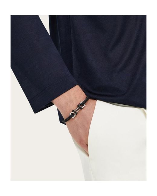 Ferragamo White Double Gancini Bracelet (18Cm) for men