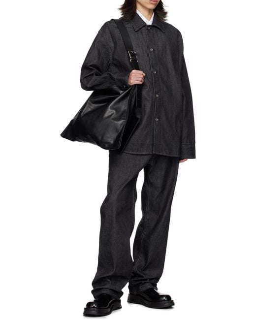 Jil Sander Black Curved Hem Denim Shirt for men