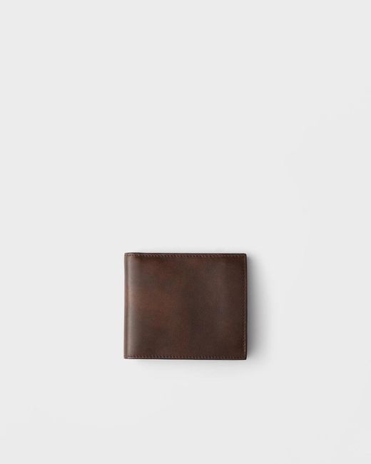 Prada Brown Antiqued Leather Wallet