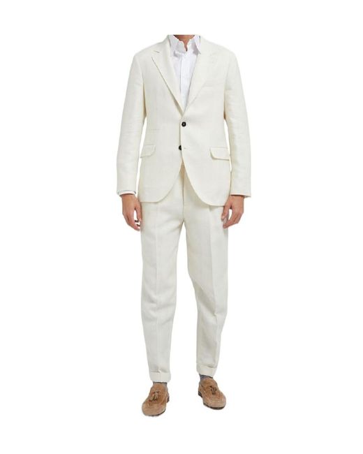 Brunello Cucinelli White Long-Sleeved Suit for men