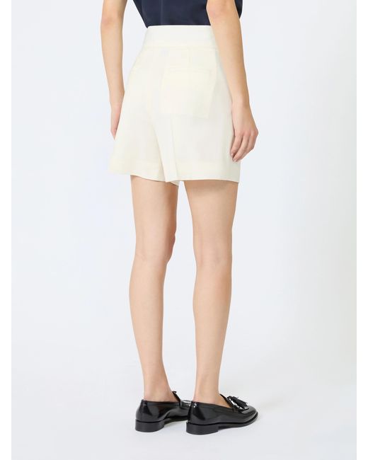 Max Mara White Pleated Tailored Shorts