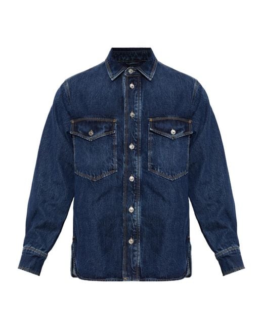 AllSaints Blue Albin Western Denim Shirt for men