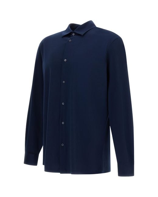 Herno Blue Superfine Stretch Shirt for men