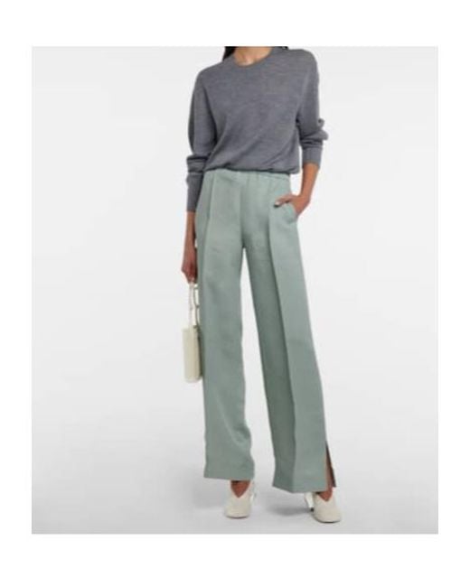 Jil Sander Gray High-Rise Wide-Leg Pants