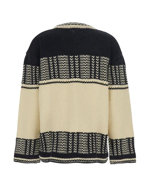 Low Classic Black Intarsia Crewneck Sweater