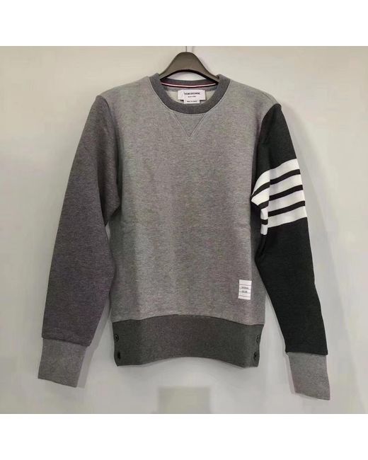 Thom Browne Gray 4-Bar Crewneck Sweatshirt