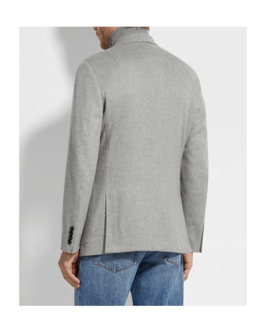 Zegna Gray Oasi Cashmere Blazer for men