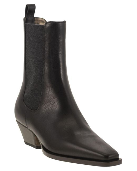 Brunello Cucinelli Black Pointed Toe Ankle Boots