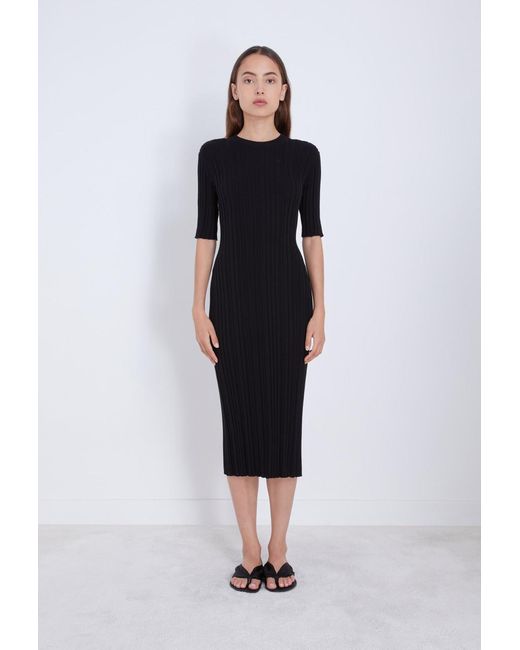 Loulou de Saison Black Round-Neck Dress