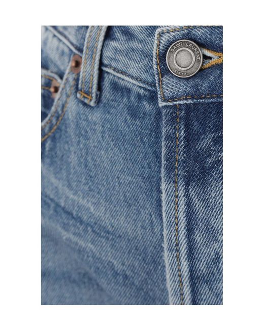 Saint Laurent Blue Mid-Rise Slim Fit Jeans