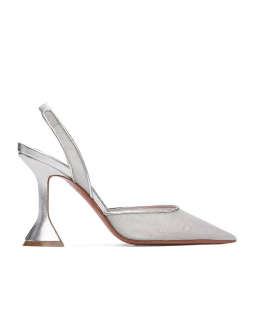 AMINA MUADDI White Holli Mesh Sling 95 Pointed-Toe High-Heeled Sandals