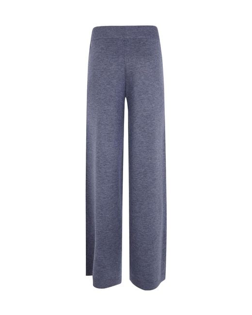 Seventy Blue Wool Blend Wide Leg Trousers