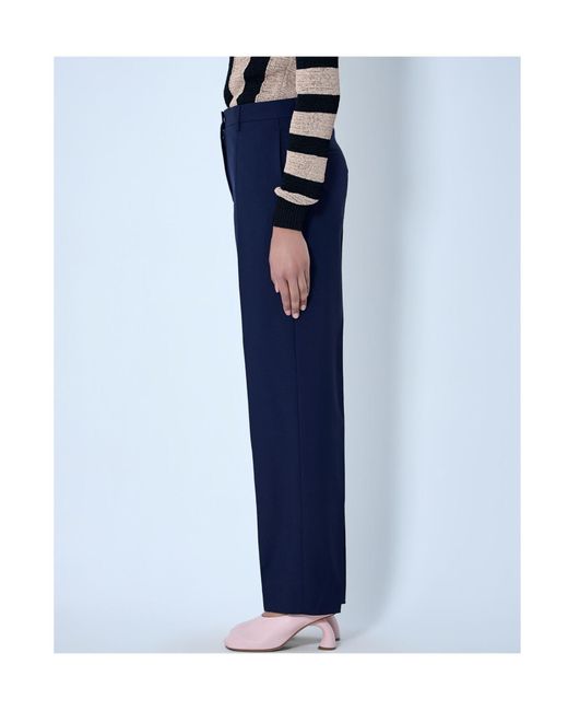 Dries Van Noten Blue Tailored Wool-Blend Pants