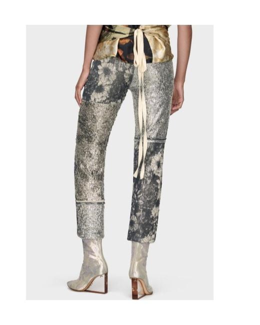 Maison Margiela Gray Floral Sequin Embellished Patchwork Trousers